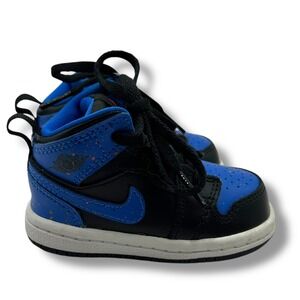 Jordan 1 Mid Paint Drip Royal Blue Toddler Sneakers 4C 640735-048